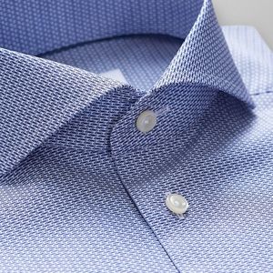 NEW Eton Blue/White Mini-Print Poplin Shirt (16)